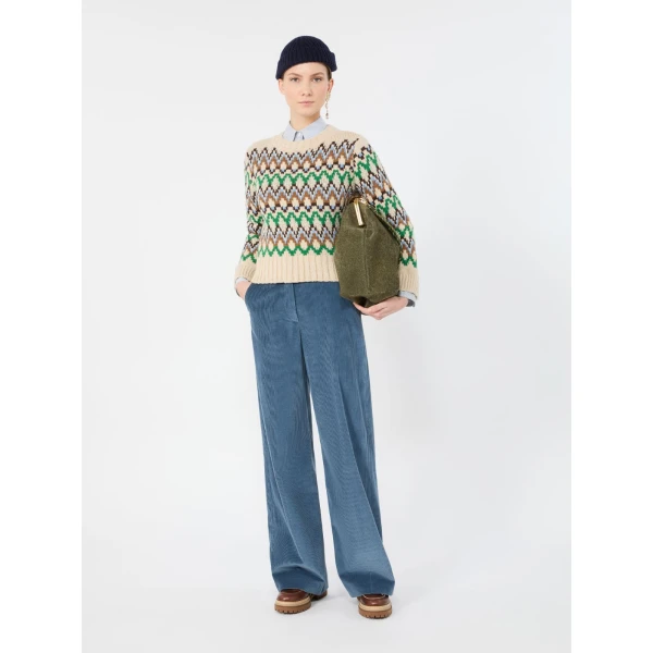 Max Mara Ranch Jacquard Wool and Cashmere Jumper in Green | Sweaters | Coveti