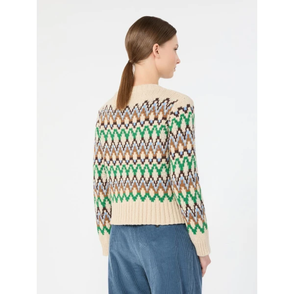 Max Mara Ranch Jacquard Wool and Cashmere Jumper in Green | Sweaters | Coveti