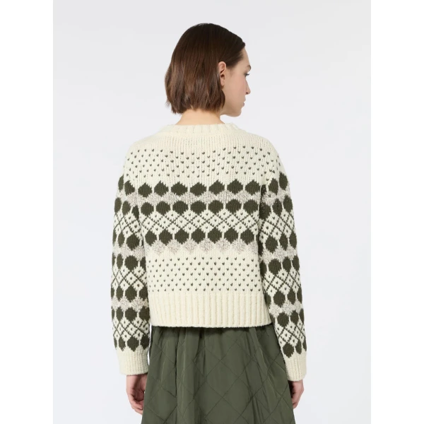 Max Mara Ranch Jacquard Wool and Cashmere Jumper in Khaki | Sweaters | Coveti