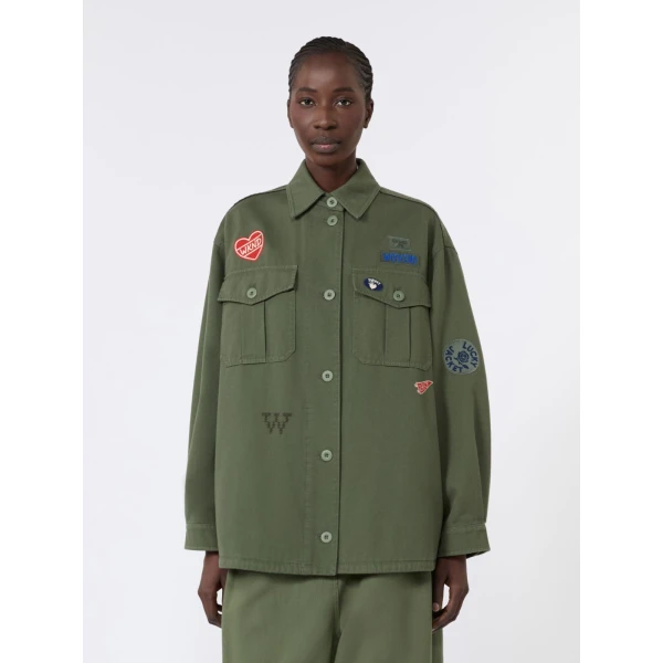 Max Mara Razza Embroidered Cotton Canvas Jacket in Khaki | Blazers | Coveti