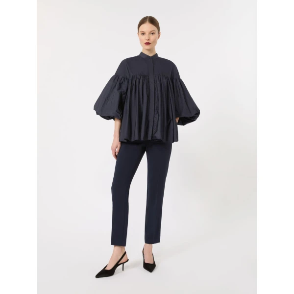 Max Mara Rea Flared Taffeta Shirt in Ultramarine | Shirts | Coveti