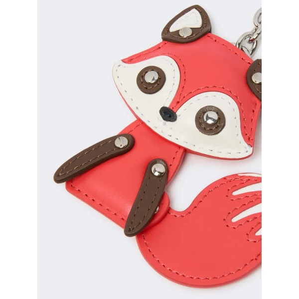 Max Mara Rea Leather Keychain in Red | Bag charms | Coveti