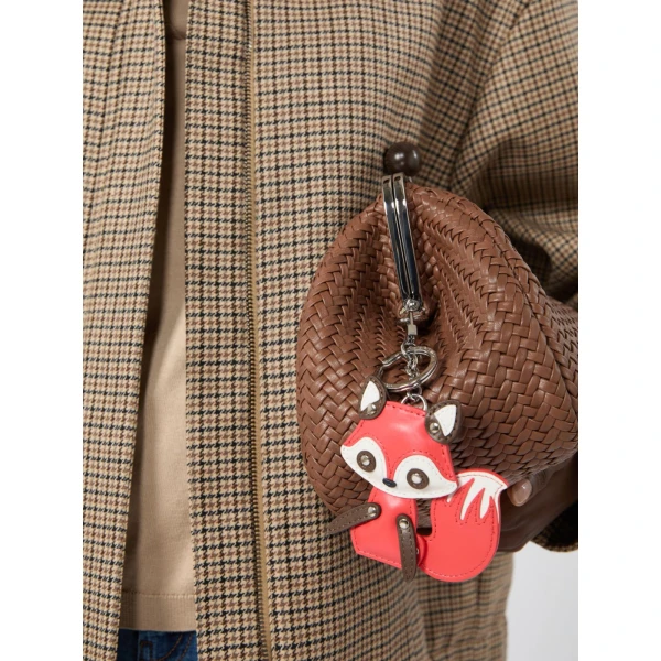 Max Mara Rea Leather Keychain in Red | Bag charms | Coveti