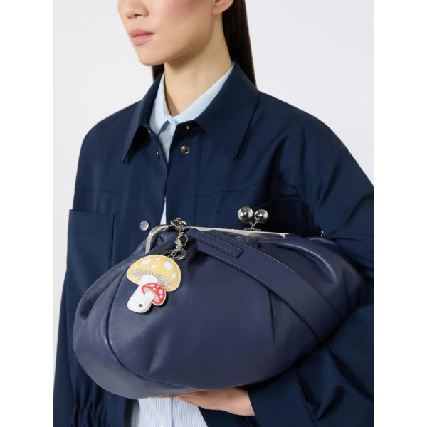 Max Mara Rea Leather Keychain in Yellow | Bag charms | Coveti