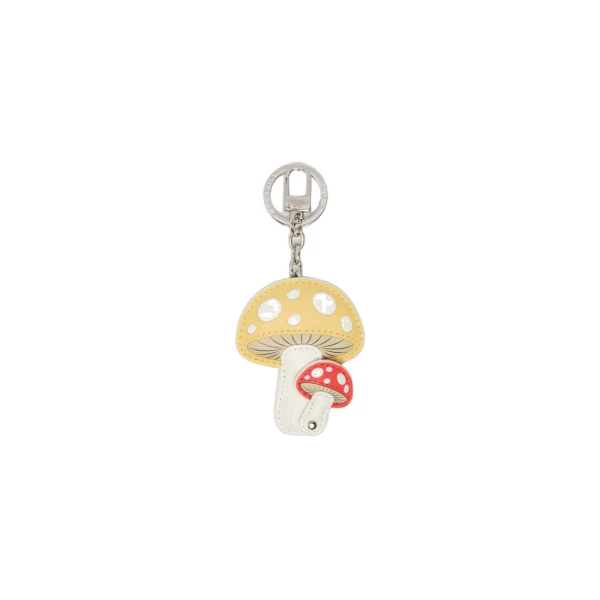 Max Mara Rea Leather Keychain in Yellow | Bag charms | Coveti