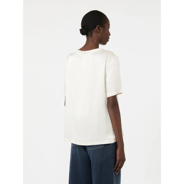 Max Mara Rea Viscose Satin T-Shirt Blouse in Ivory | Blouse | Coveti
