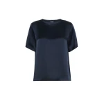 Max Mara Rea Viscose Satin T-Shirt Blouse in Midnight Blue | Blouse | Coveti