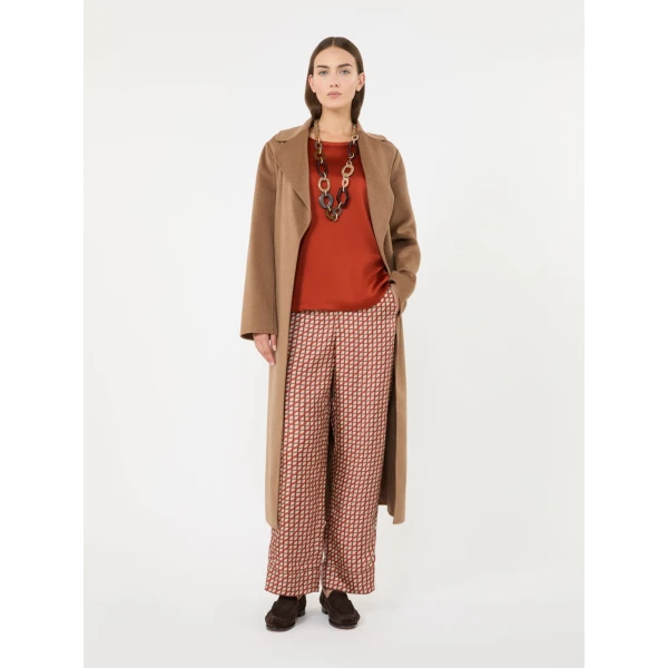 Max Mara Rebecca Satin Crew-Neck Blouse in Orange | Blouse | Coveti