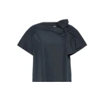 Max Mara Recente Cotton Blend Taffeta Blouse in Navy | Blouse | Coveti