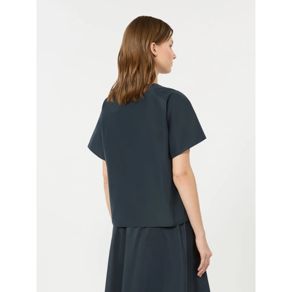 Max Mara Recente Cotton Blend Taffeta Blouse in Navy | Blouse | Coveti