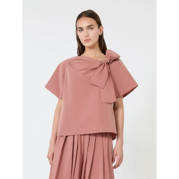 Max Mara Recente Cotton Blend Taffeta Blouse in Terra Cotta | Blouse | Coveti