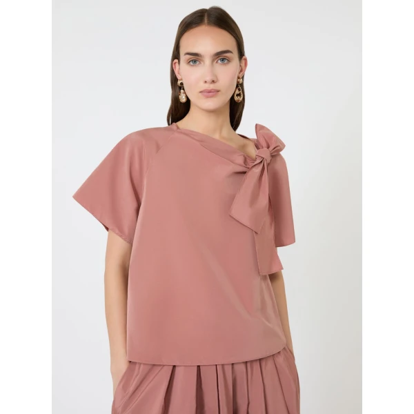 Max Mara Recente Cotton Blend Taffeta Blouse in Terra Cotta | Blouse | Coveti