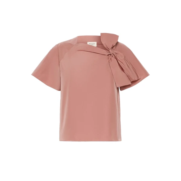 Max Mara Recente Cotton Blend Taffeta Blouse in Terra Cotta | Blouse | Coveti