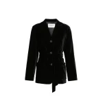 Max Mara Recente Velvet Belted Jacket in Black | Blazers | Coveti