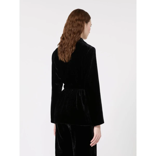 Max Mara Recente Velvet Belted Jacket in Black | Blazers | Coveti