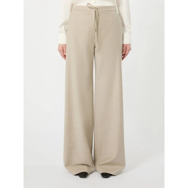 Max Mara Recente Wool Flannel Joggers in Beige | Sweatpants | Coveti