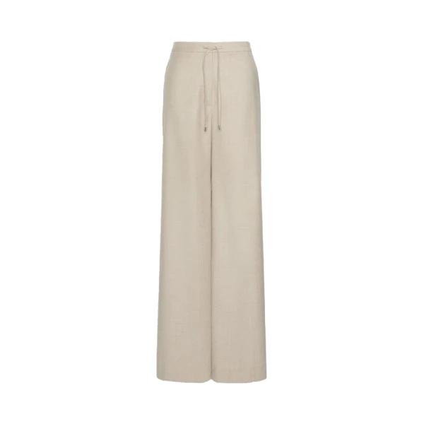 Max Mara Recente Wool Flannel Joggers in Beige | Sweatpants | Coveti