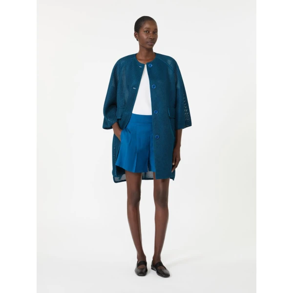 Max Mara Refolo Technical Mesh Coat in Navy | Coats | Coveti