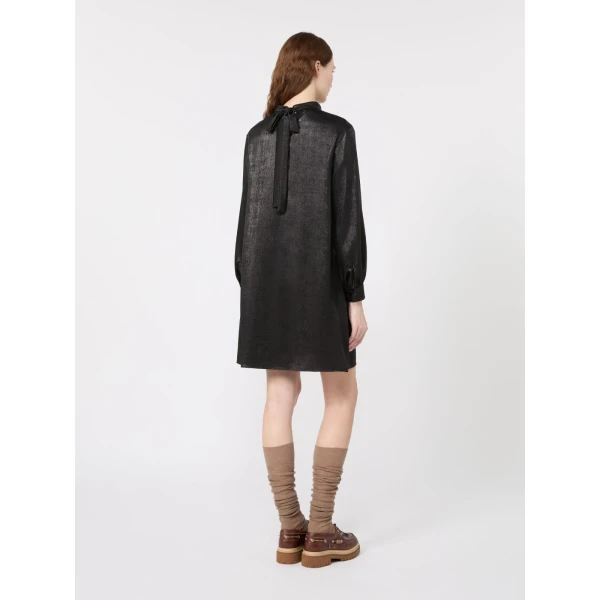 Max Mara Renna Laminated Chiffon Mini Dress in Black | Mini Dresses | Coveti