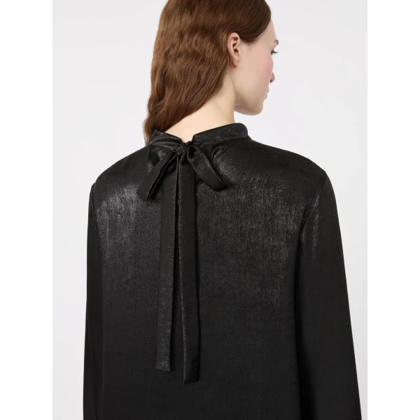 Max Mara Renna Laminated Chiffon Mini Dress in Black | Mini Dresses | Coveti