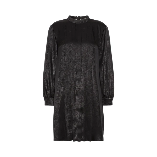 Max Mara Renna Laminated Chiffon Mini Dress in Black | Mini Dresses | Coveti