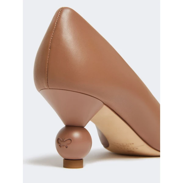 Max Mara Renza Nappa Sheepskin Court Shoes in Nude | Heels | Coveti
