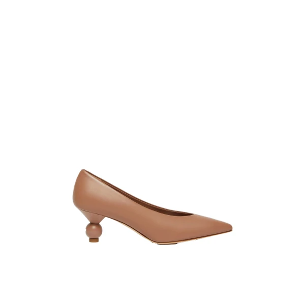 Max Mara Renza Nappa Sheepskin Court Shoes in Nude | Heels | Coveti
