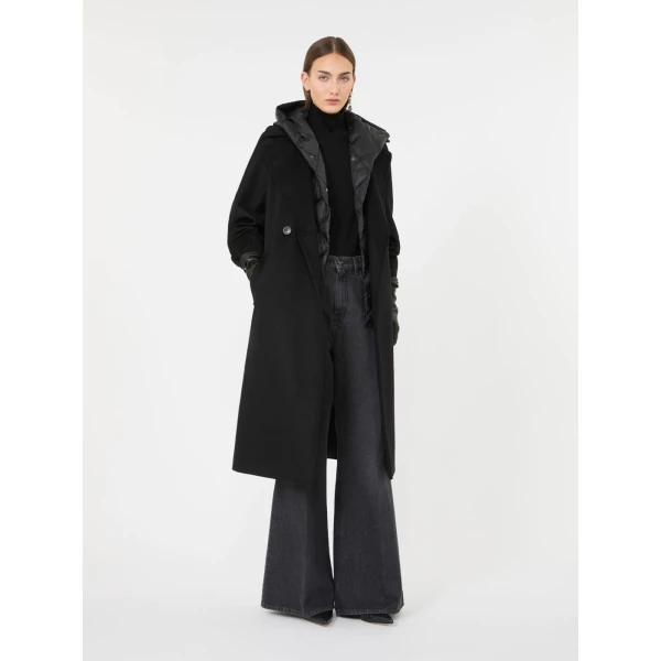 Max Mara Resina Double-Breasted Wool Coat in Black | Wool Coat | Coveti
