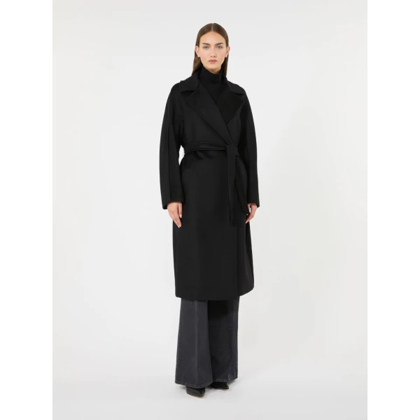 Max Mara Resina Double-Breasted Wool Coat in Black | Wool Coat | Coveti