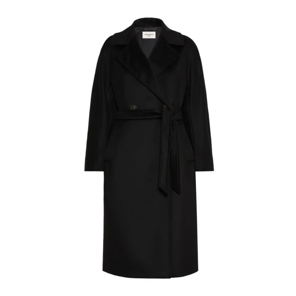 Max Mara Resina Double-Breasted Wool Coat in Black | Wool Coat | Coveti