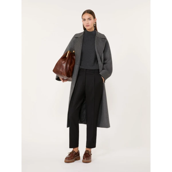 Max Mara Resina Double-Breasted Wool Coat in Dark Grey | Wool Coat | Coveti