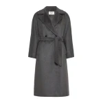 Max Mara Resina Double-Breasted Wool Coat in Dark Grey | Wool Coat | Coveti