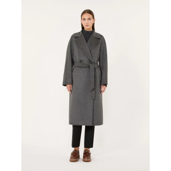 Max Mara Resina Double-Breasted Wool Coat in Dark Grey | Wool Coat | Coveti