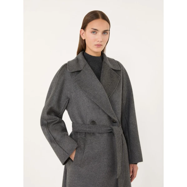Max Mara Resina Double-Breasted Wool Coat in Dark Grey | Wool Coat | Coveti
