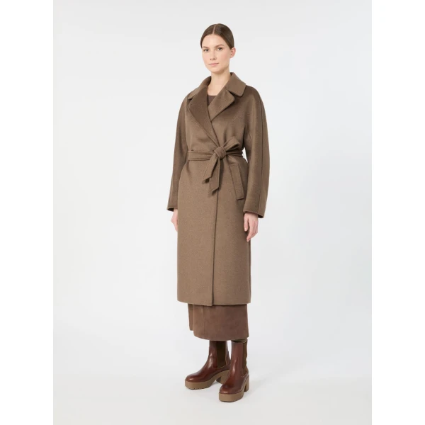 Max Mara Resina Double-Breasted Wool Coat in Marron Glace | Wool Coat | Coveti