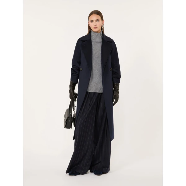 Max Mara Resina Double-Breasted Wool Coat in Navy | Wool Coat | Coveti