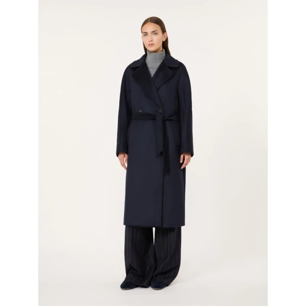 Max Mara Resina Double-Breasted Wool Coat in Navy | Wool Coat | Coveti