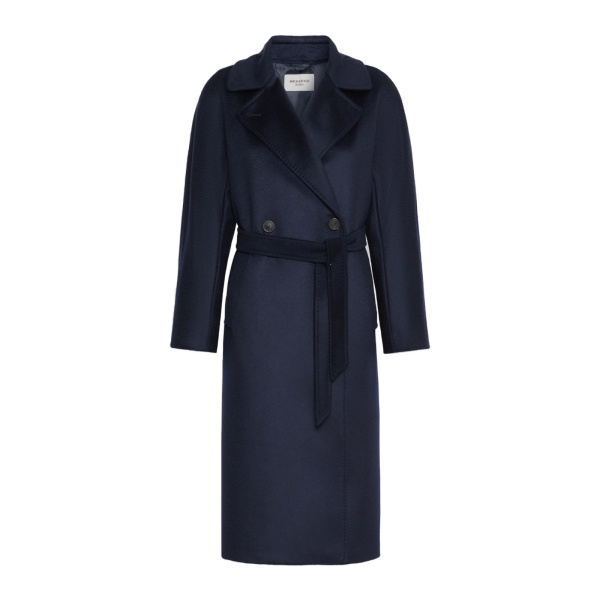 Max Mara Resina Double-Breasted Wool Coat in Navy | Wool Coat | Coveti