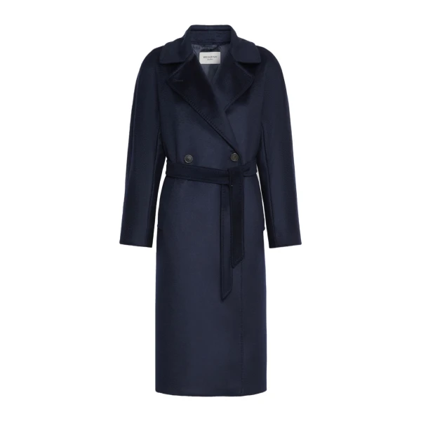 Resina Double-Breasted Wool Coat in Navy