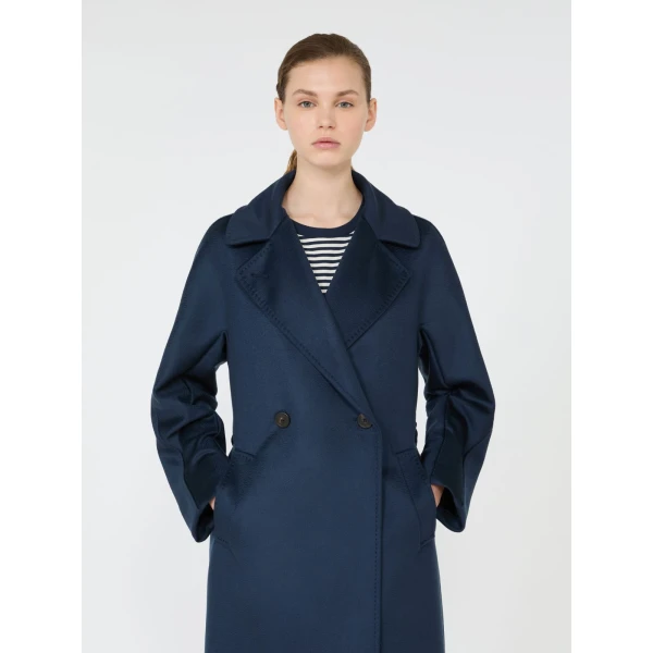 Max Mara Resina Double-Breasted Wool Coat in Ultramarine | Wool Coat | Coveti