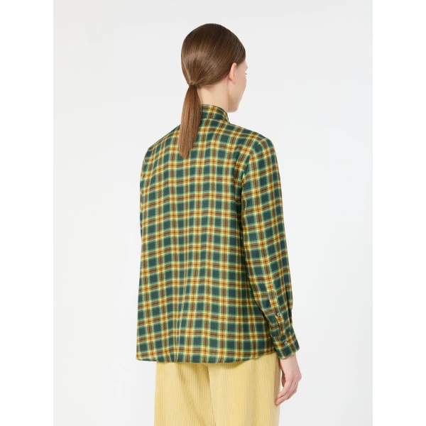 Max Mara Rete Check Silk Twill Shirt in Green | Shirts | Coveti