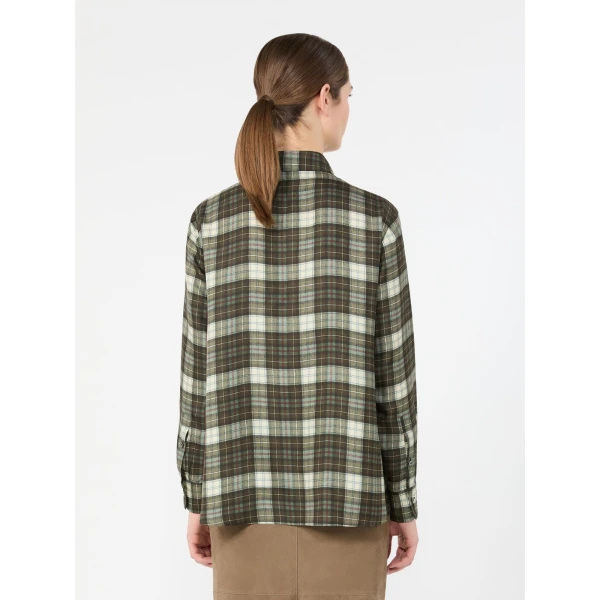 Max Mara Rete Check Silk Twill Shirt in Khaki | Shirts | Coveti