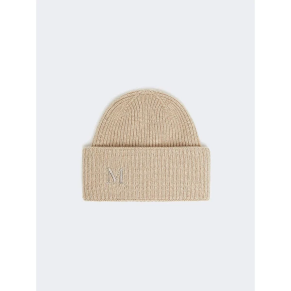 Max Mara Retina Ribbed Cashmere Beanie in Beige | Hats | Coveti