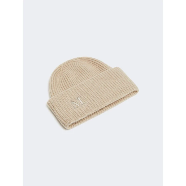 Max Mara Retina Ribbed Cashmere Beanie in Beige | Hats | Coveti