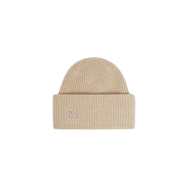 Max Mara Retina Ribbed Cashmere Beanie in Beige | Hats | Coveti
