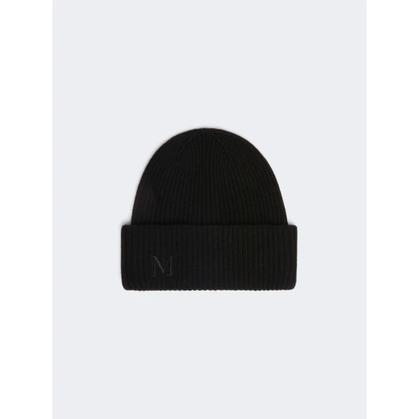 Max Mara Retina Ribbed Cashmere Beanie in Black | Hats | Coveti
