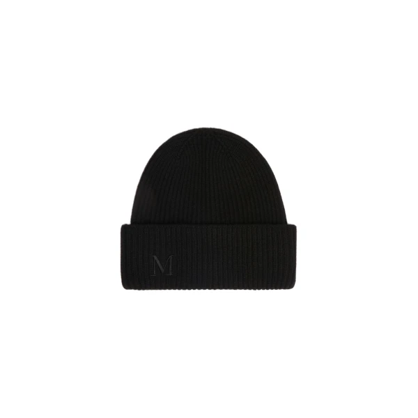 Max Mara Retina Ribbed Cashmere Beanie in Black | Hats | Coveti