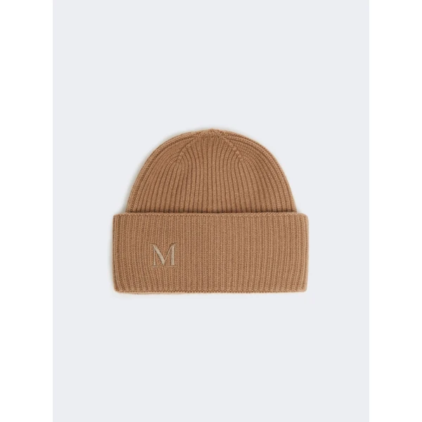Max Mara Retina Ribbed Cashmere Beanie in Camel | Hats | Coveti