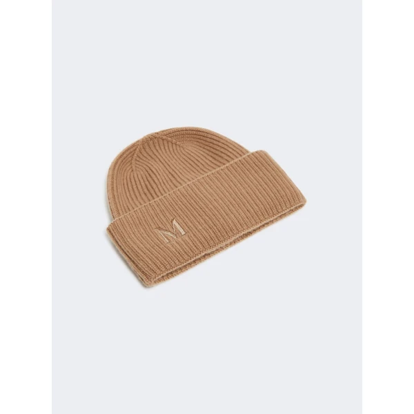 Max Mara Retina Ribbed Cashmere Beanie in Camel | Hats | Coveti