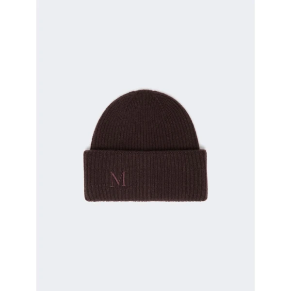 Max Mara Retina Ribbed Cashmere Beanie in Dark Brown | Hats | Coveti